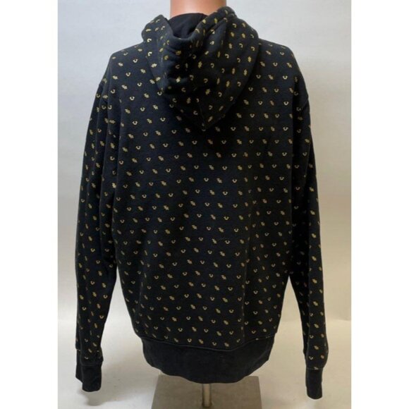Mens True Reliion Black Gold Monogram Pullover Sweatshirt Large EUC Hoodie 7183 - Picture 4 of 13